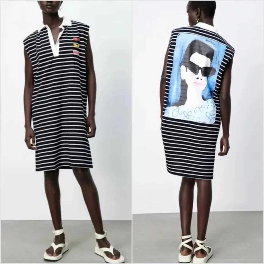 NWT ZARA NATACHA PASCHAL STRIPED DRESS POLO BLOGGERS FAV STRIPED LARGE Rugby